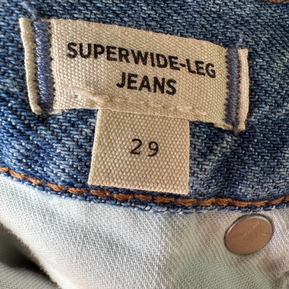 Madewell Vintage Light Blue Denim Drawstring Superwide Leg Jeans in Women's 29 - Picture 4 of 13